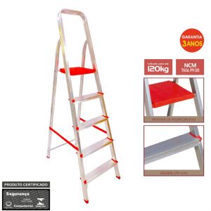 Escada De Alumínio Tesoura Botafogo Lar & Lazer 5 Degraus